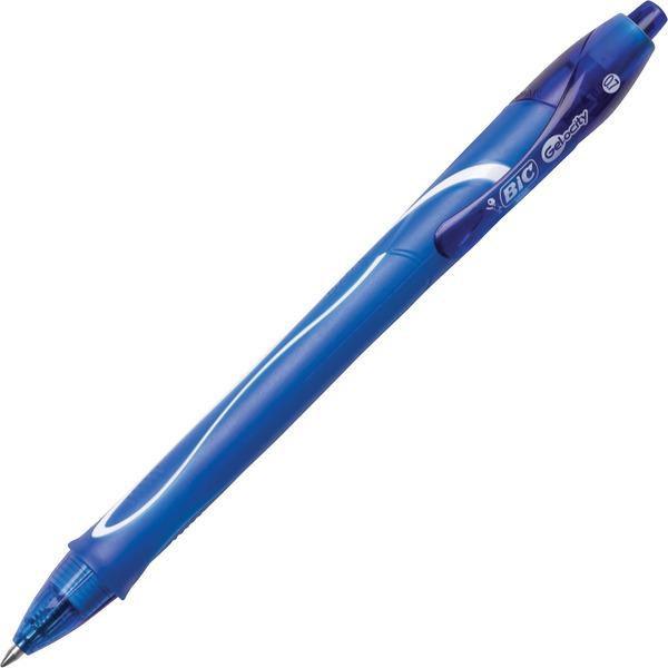 BIC Gel-ocity .7mm Retractable Pen - Medium Pen Point - 0.7 mm Pen Point Size - Retractable - Blue Gel-based Ink - 12 / Dozen