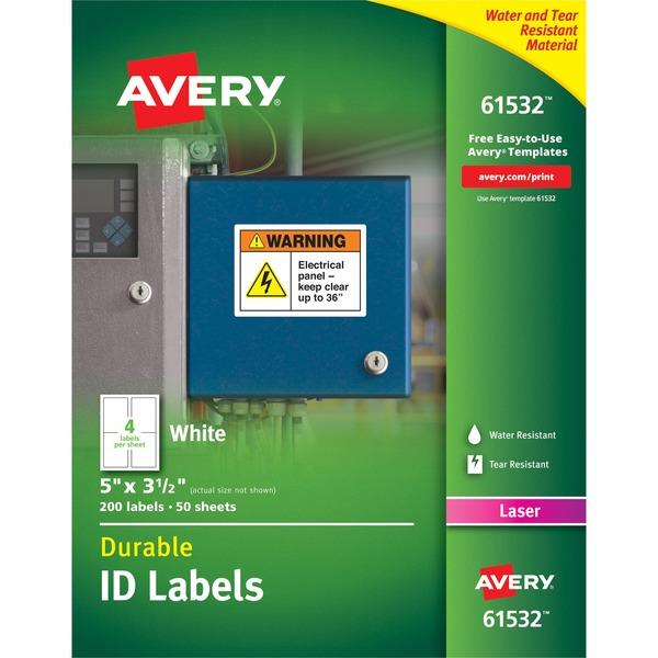 Avery® Durable ID Labels - TrueBlock - Permanent Adhesive - 5