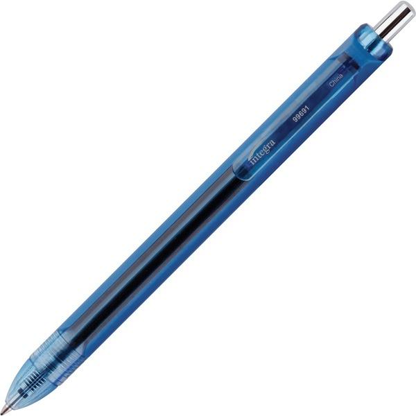 Integra Quick Dry Gel Ink Retractable Pen - 0.7 mm Pen Point Size - Retractable - Blue Gel-based Ink - 12 / Dozen
