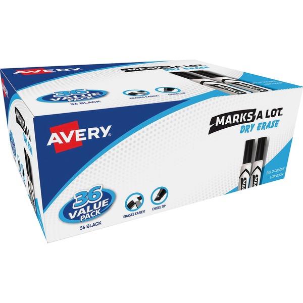 Avery® Marks A Lot Desk-Style Dry-Erase Marker Value Pack - 4.7625 mm Marker Point Size - Chisel Marker Point Style - 36 / Box