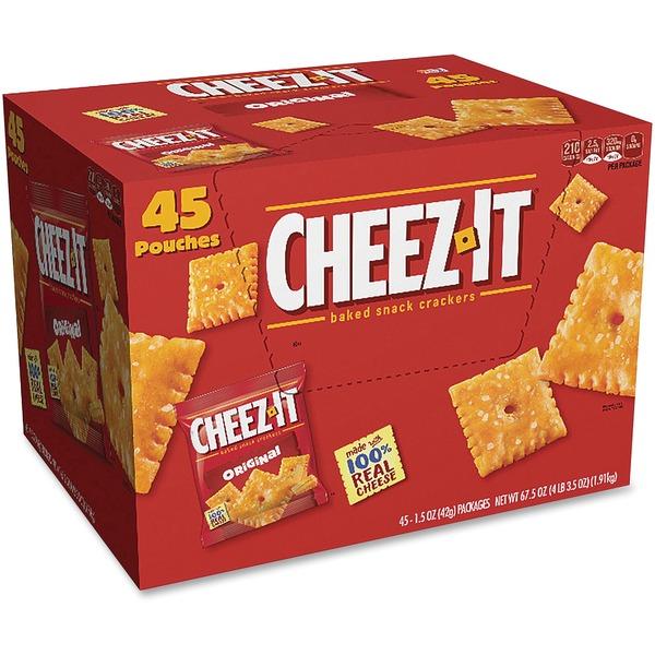 Cheez-It® Original Crackers - Low Fat - Cheese - Bag - 1 Serving Pouch - 1.50 oz - 45 / Carton