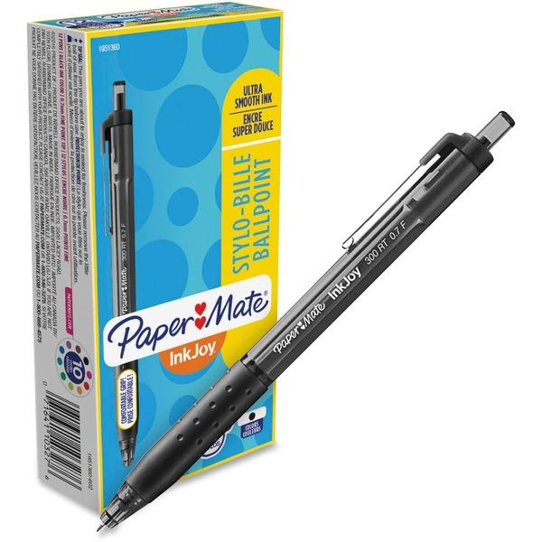 Paper Mate Inkjoy 300 RT Ballpoint Pens - 0.7 mm Pen Point Size - Retractable - Black - Black Barrel - 12 / Dozen