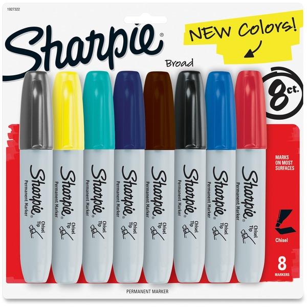 Sharpie Chisel Tip Permanent Markers - Wide Marker Point - Chisel Marker Point Style - Assorted Alcohol Based Ink - 8 / Set