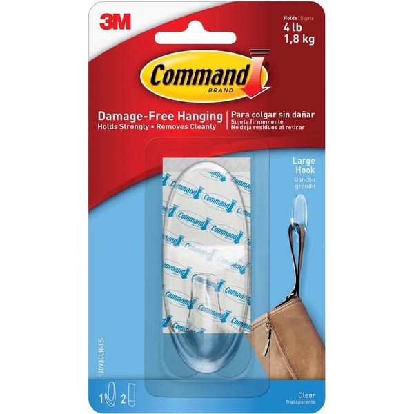 Command Large Hook with Clear Strips - 4 lb (1.81 kg) Capacity - 3.4