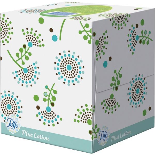 Puffs Plus Lotion Facial Tissues - 2 Ply - White - Soft, Strong - For Face, Skin, Multipurpose - 56 Quantity Per Box - 4 / Pack