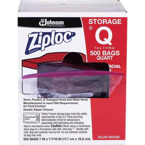 Ziploc® Seal Top Quart Storage Bags - Medium Size - 1 quart - x 1.75 mil (44 Micron) Thickness - Clear - 500/Carton - 500 Per Box - Food