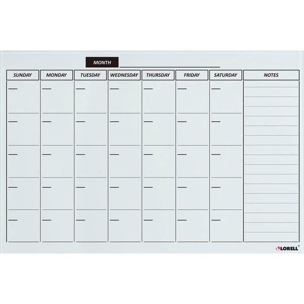Lorell Monthly Planner Magnetic Dry-erase Board - Daily, Monthly - Wall Mountable - White - Tempered Glass - 24