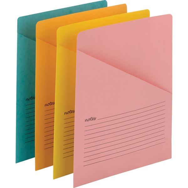 Smead Organized Up Notes Slash Jackets - 11 pt. Folder Thickness - Aqua, Goldenrod, Pink, Yellow - Recycled - 12 / Pack