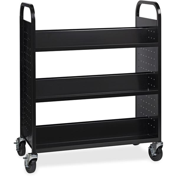 Lorell Double-sided Book Cart - 6 Shelf - Round Handle - 5