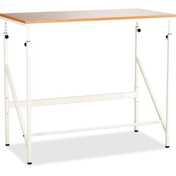 Safco Laminate Tabletop Standing-Height Desk - Melamine Laminate Rectangle, Beech Top - Powder Coated, Cream Base - 48