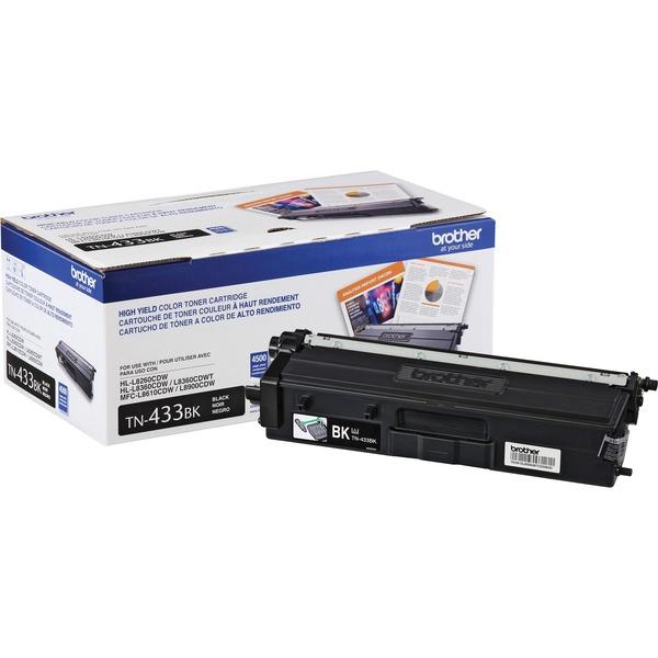 Brother TN433BK Toner Cartridge - Black - Laser - High Yield - 4500 Pages - 1 Each