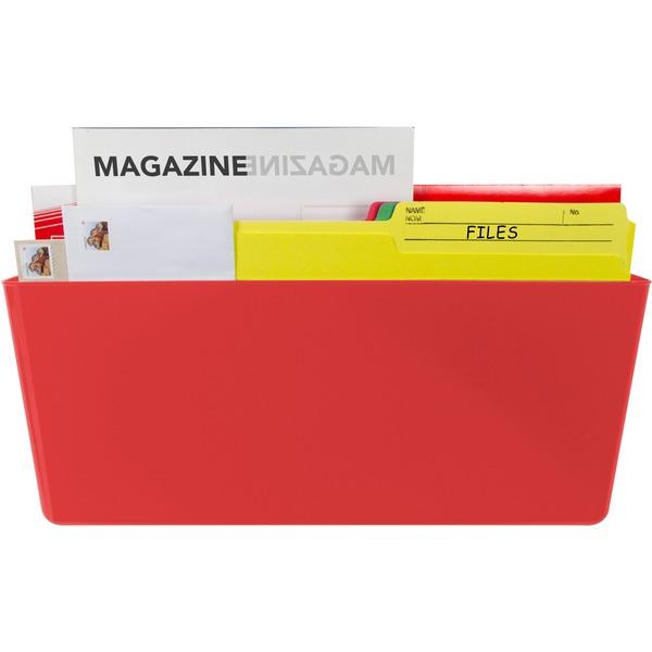 Storex Magnetic Wall Pocket - Wall Mountable - Red - 1Each