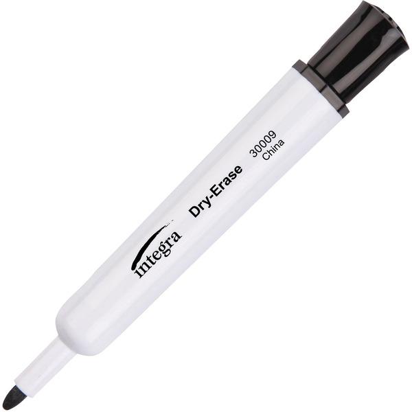 Integra Bullet Tip Dry-Erase Markers - Bullet Marker Point Style - Black - 12 / Dozen