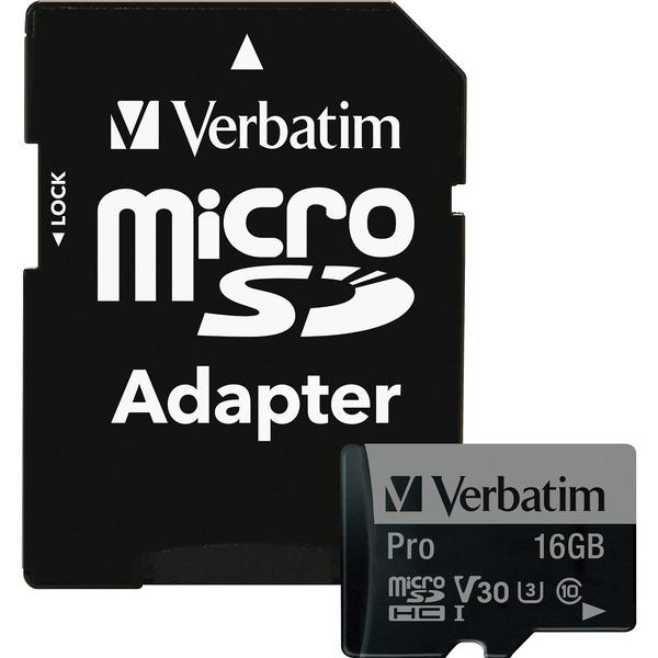  Verbatim 16gb Pro 600x Microsdhc Memory Card With Adapter, Uhs- I U3 Class 10 - Class 10/Uhs- I (U3)- 90 Mb/S Read1 Pack - 600x Memory Speed