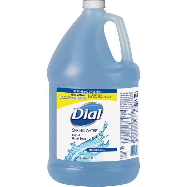 Dial Moisturizing Liquid Hand Soap - Spring Water Scent - 1 gal (3.8 L) - Kill Germs - Hand - Blue - Antimicrobial, Moisturizing - 1 Each