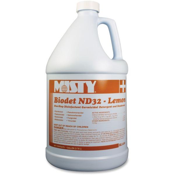 Amrep Biodet ND32 One-Step Disinfectant - Concentrate Liquid - 128 fl oz (4 quart) - Lemon Scent - 4 / Carton - Yellow