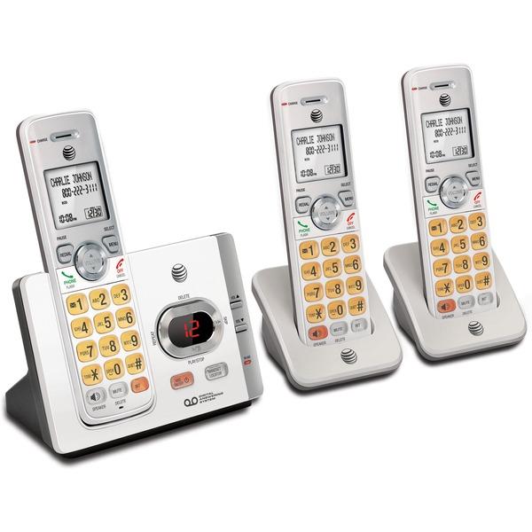 AT&T EL52315 DECT 6.0 Cordless Phone - Silver, Black - Cordless - 1 x Phone Line - 3 x Handset - Speakerphone - Answering Machine