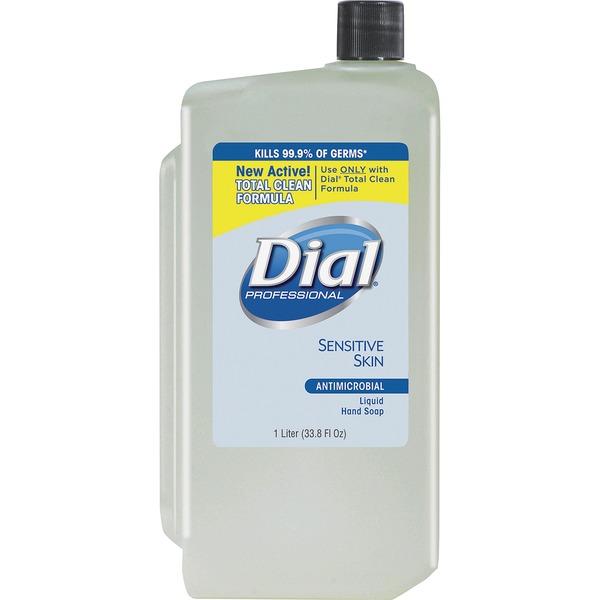 Dial Professional Sensitive Skin Antimicrobial Hand Soap - 33.8 fl oz (1000 mL) - Kill Germs - Hand, Skin - Clear - Anti-bacterial, Hypoallergenic, Dye-free - 8 / Carton