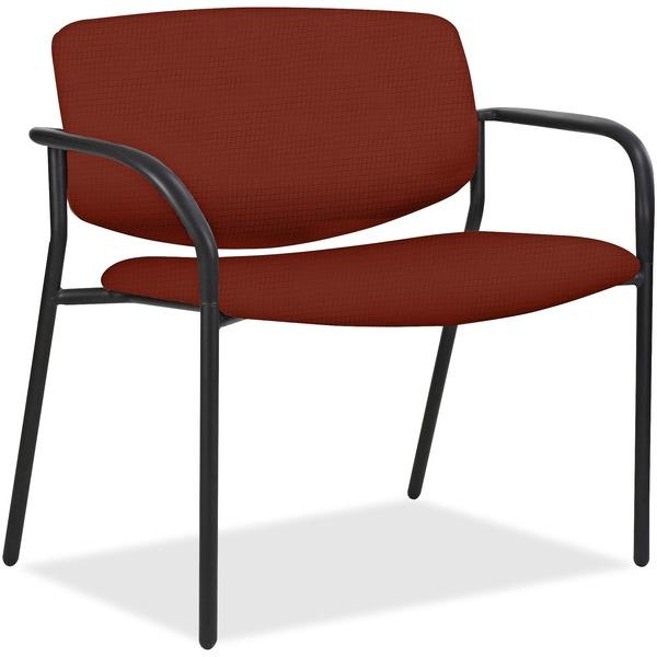 Lorell Bariatric Guest Chairs with Fabric Seat & Back - Orange Steel, Crepe Fabric Seat - Orange Steel Back - Powder Coated, Black Tubular Steel Frame - Four-legged Base - 30