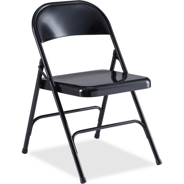 Lorell Folding Chairs - 4/CT - Powder Coated Steel Frame - Black - 19.4