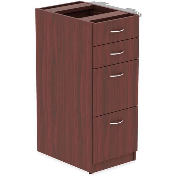 Lorell Relevance Series Mahogany Laminate Office Furniture Storage Cabinet - 4-Drawer - 15.5