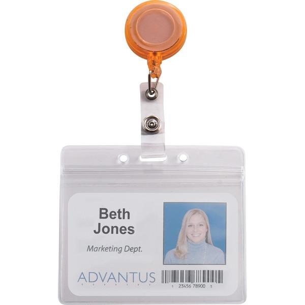 Advantus 4-Color Neon Set ID Card Reels - Metal, Plastic, Nylon - 20 / Pack - Neon Orange, Neon Yellow, Neon Green, Neon Pink