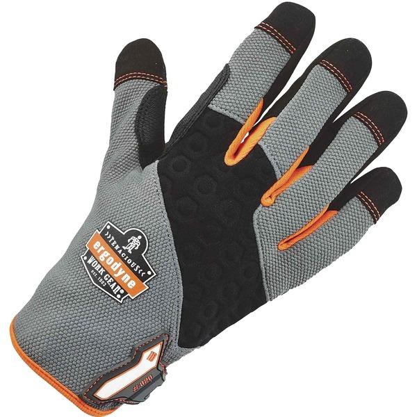 ProFlex 820 High-abrasion Handling Gloves - 7 Size Number - Small Size - Poly, Neoprene Knuckle - Gray, Black - Pull-on Tab, Abrasion Resistant, Reinforced Thumb, Knitted, Comfortable, Rugged, Reinfor