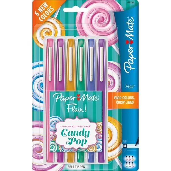 Paper Mate Flair Candy Pop Limited Edition Felt Tip Pen - Medium Pen Point - Assorted - Felt Tip - 6 / Pack