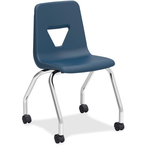 Lorell Classroom Mobile Chairs - 2/CT - Four-legged Base - Navy - Polypropylene - 18.5