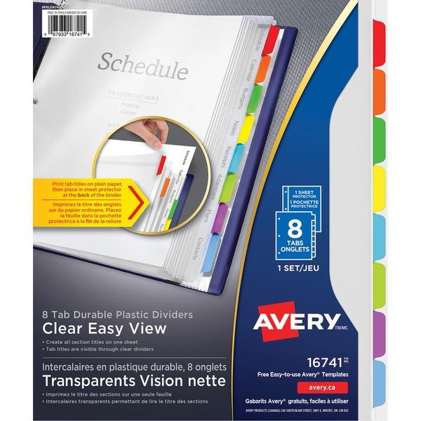 Avery® Easy View Durable Dividers - 8 x Divider(s) - 8 Tab(s) - 8 Tab(s)/Set - 9.5