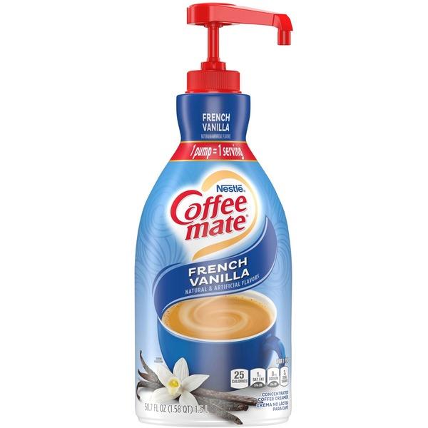 Coffee mate Coffee Creamer French Vanilla - 1.5L Liquid Pump Bottle - French Vanilla Flavor - 50.72 fl oz (1.50 L) - 2/CartonBottle - 300 Serving