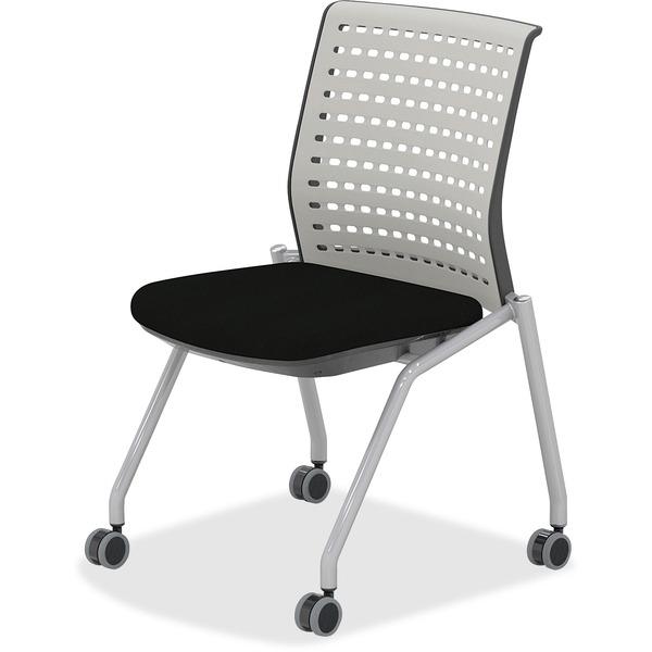 Mayline Thesis - Static Back, Armless - Gray Fabric Seat - Light Gray Poly Back - Gray Frame - Four-legged Base - 18.25