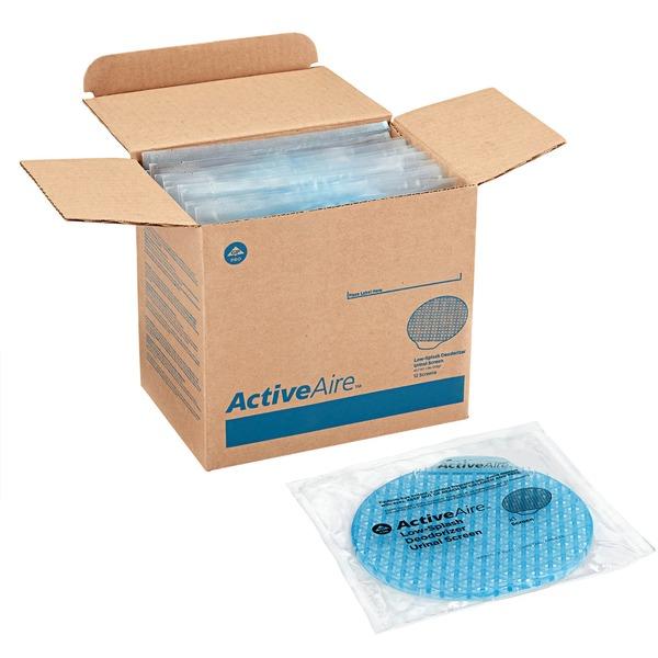 ActiveAire Low-Splash Deodorizer Urinal Screen by GP PRO - Coastal Breeze - Lasts upto 30 Day - Deodorizer - 12 / Carton - Blue