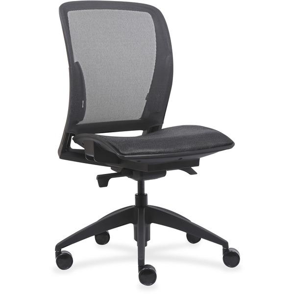 Lorell Mid-Back Chair with Mesh Seat & Back - Black - 26.5