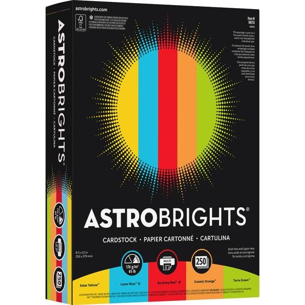  Astrobrights Inkjet, Laser Print Printable Multipurpose Card Stock - 65 Lb Basis Weight - Smooth - 5/Carton - Assorted