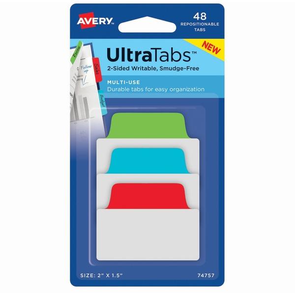 Avery® Multiuse Ultra Tabs - 2-Side Writable - Repositionable - 24 Write-on Tab(s) - 1.50