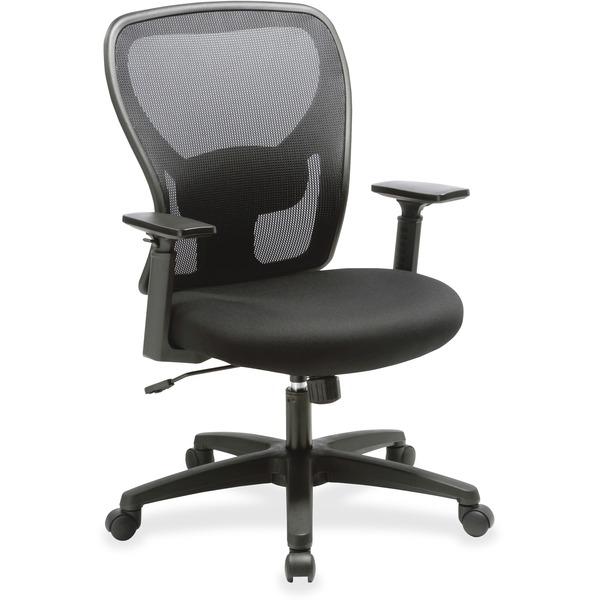 Lorell Mid-back Task Chair - Black Fabric Seat - Black Mesh Back - 27.5