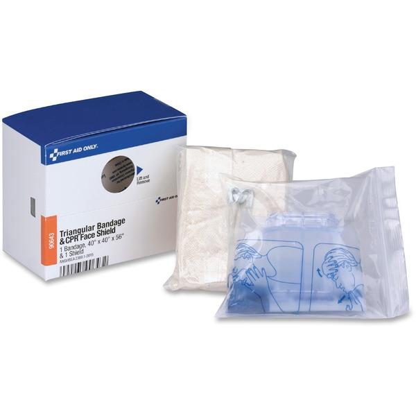 First Aid Only Triangular Bandage/CPR Face Shield - 1Each - Blue
