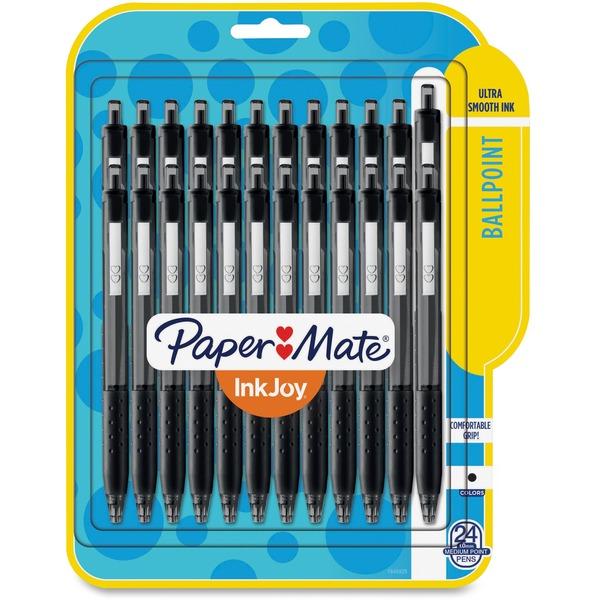 Paper Mate Inkjoy 300 RT Ballpoint Pens - 1 mm Pen Point Size - Retractable - Black - Black Barrel - 24 / Pack