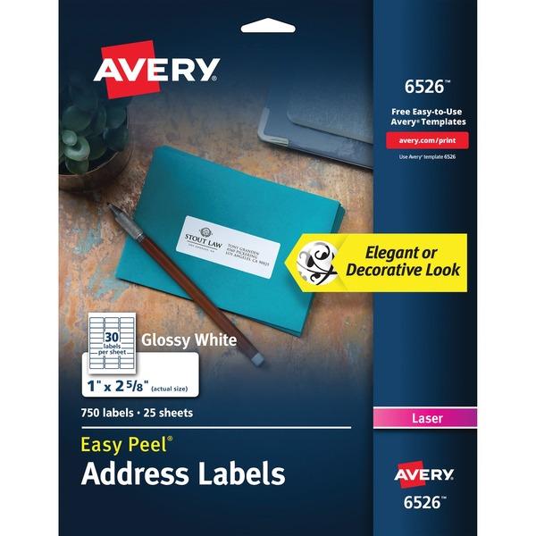 Avery® Glossy Address Labels - Sure Feed Technology - Permanent Adhesive - 2 5/8