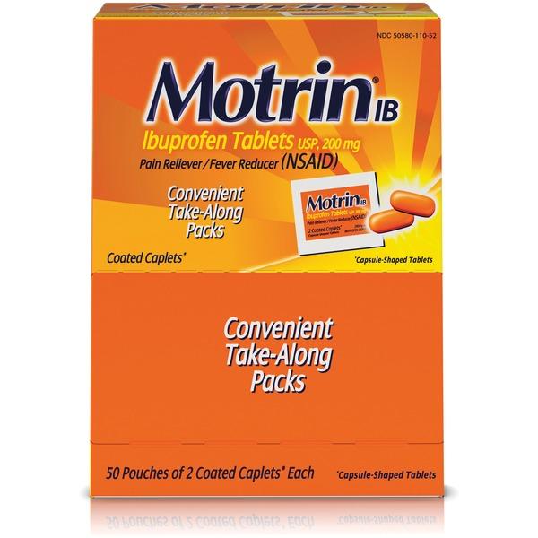 Motrin Ibuprofen Pain Reliever - For Headache, Muscular Pain, Backache, Toothache, Arthritis, Common Cold, Menstrual Cramp, Fever - 50 / Box - 2