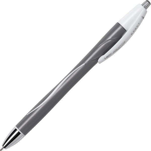  Bic Atlantis Exact Fine Point Ball Pen - Fine Pen Point - Retractable - Black - 12/Dozen