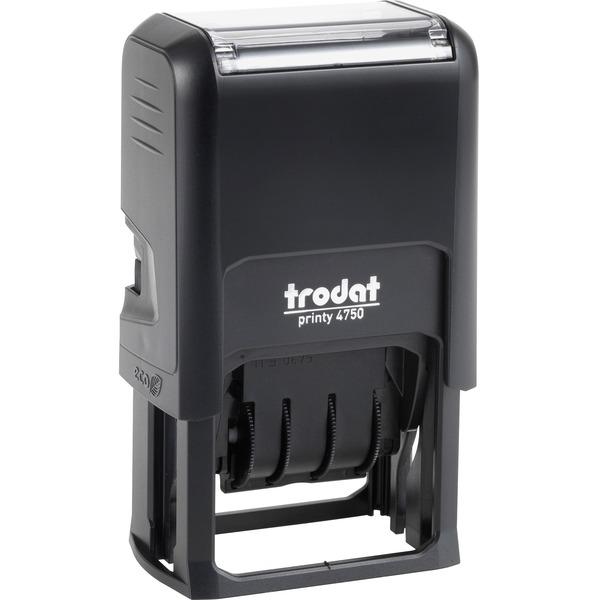 Trodat EcoPrinty 5-In-1 Date Stamp - Custom Message/Date Stamp - 10000 Impression(s) - Black - Recycled - 1 Each