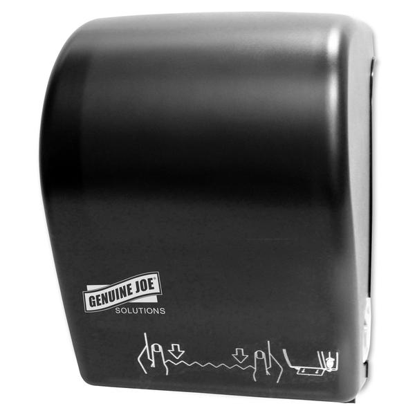 Genuine Joe Solutions Touchless Hardwound Towel Dispenser - Touchless, Hardwound Roll - Black - Touch-free