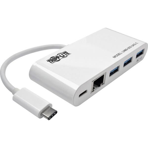 Tripp Lite 3-Port USB-C hub w/ GbE, USB-C Charging USB Type C USB 3.1 Hub - USB Type C - External - 3 USB Port(s) - 1 Network (RJ-45) Port(s) - 3 USB 3.1 Port(s)