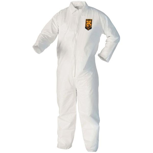 KleenGuard A40 Coveralls - Zipper Front - Comfortable, Zipper Front, Breathable - Large Size - Liquid, Flying Particle Protection - White - 25 / Carton