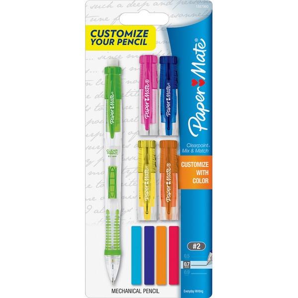 Paper Mate Clear Point Mechanical Pencils - 0.7 mm Lead Diameter - Refillable - Assorted Barrel - 6 / Pack