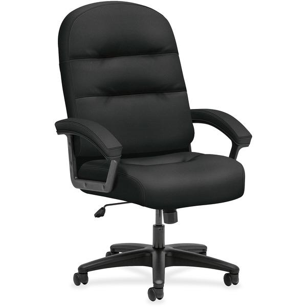 HON Pillow-Soft High-Back Chair - Black Fabric, Plush, Memory Foam Seat - Black Fiber, Fabric Back - 26.3