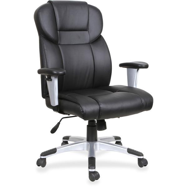 Lorell High-back Leather Executive Chair - Bonded Leather Seat - Bonded Leather Back - Black - 28.9
