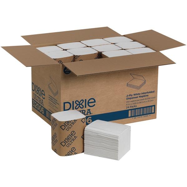 Dixie Ultra® Interfold Napkin Dispenser Refill - 2 Ply - Interfolded - White - Soft, Absorbent, Chlorine-free, Compostable - 250 Quantity Per Bundle - 6000 / Carton